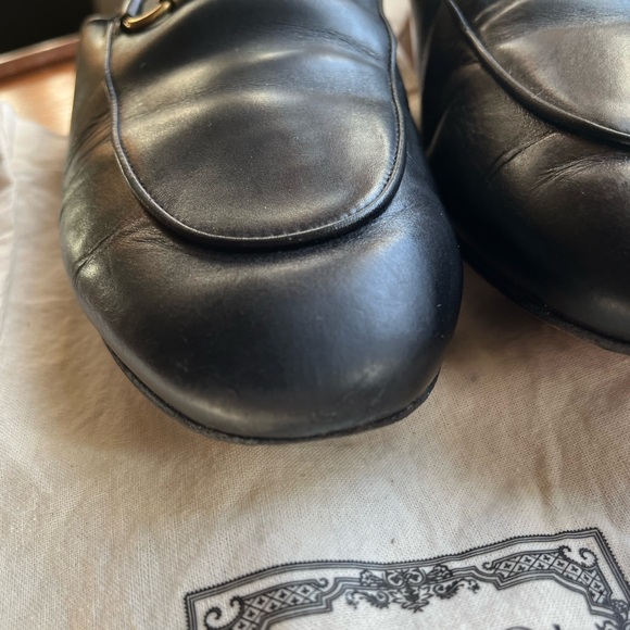 Gucci Princetown Black Leather Gold Hardware Slide on Mules Flats Size 39 VGUC - Picture 4 of 13